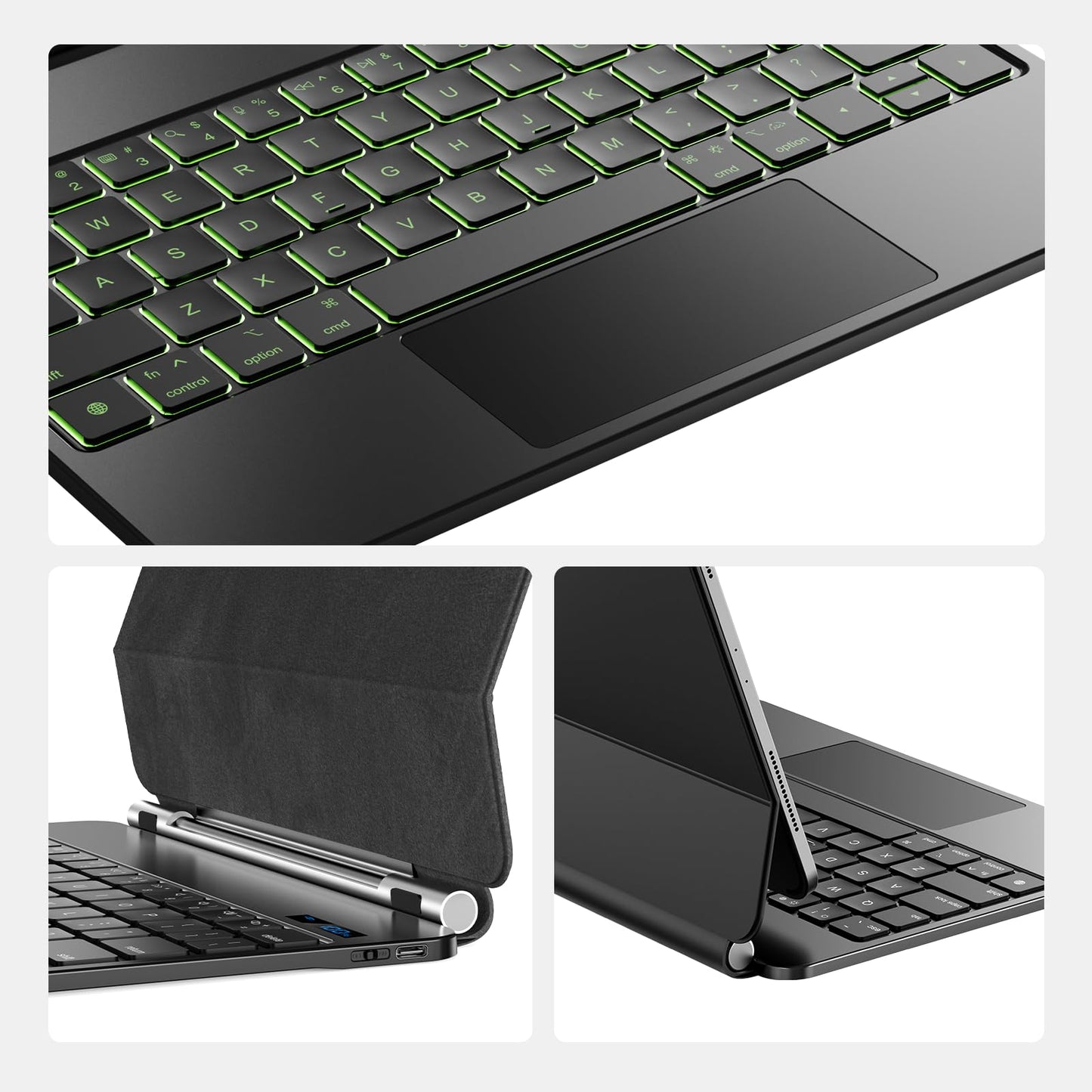 CSZZACME for iPad Pro 11 inch case with Keyboard M4 2024,Magic Keyboard iPad Pro 11 inch M4 2024,Magnetic Attach,Multi-Gesture Trackpad,7-Color Backlight,Shortcut Keys,Auto Sleep/Awake,Black