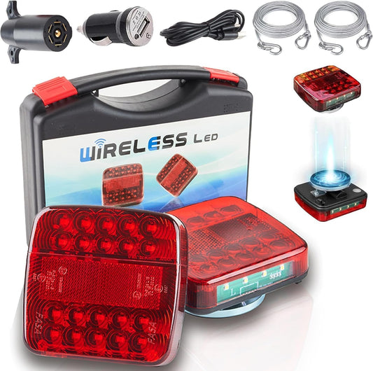 Wireless Trailer Lights Magnetic, upgrade Rechargeable Wireless Trailer Tow Lights LED Kit, IP65 Waterproof, 10-Hour Battery Life, 100 FT Signal Synchronization for Towing Truck Camper RV Boat
