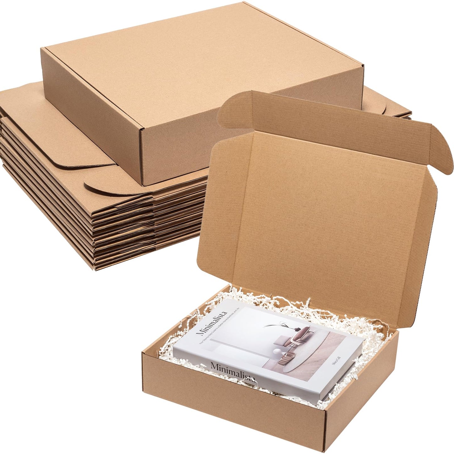 Wowxyz Shipping Boxes 13x11x3 Inches 20 Pack Corrugated Cardboard Mailing Boxes for Small Business, Kraft Medium Literature Mailer Packaging Supplies Brown