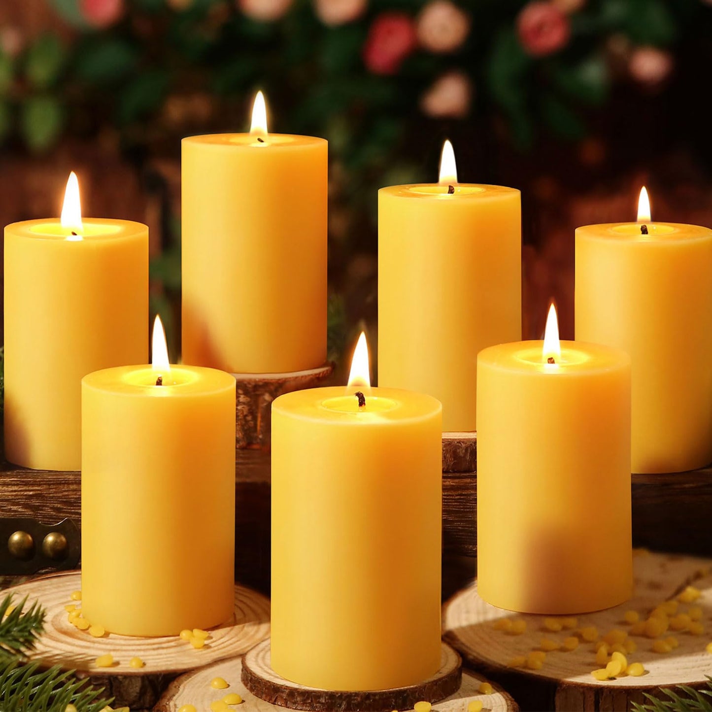12 Pack Beeswax Candles,384 Hours Total Burn Time-2x3in,100% Pure Beeswax Pillar Candles,Unscented Bees Wax Candles for Home,Prayer,Emergency,Dripless Smokeless Pillar Candles Bluk