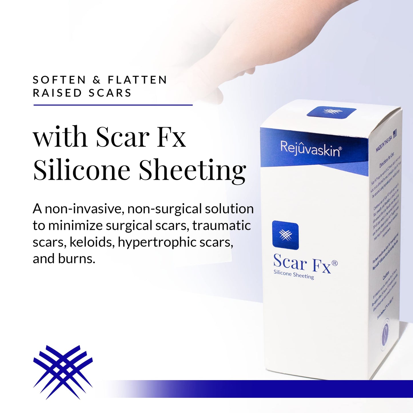 Rejuvaskin Scar Fx Silicone Sheeting, 3 Inch x 5 Inches Silicone Tape for Medium Surgical Scars, 1 Sheet, Soften, Flatten & Reduce the Appearance of Scars