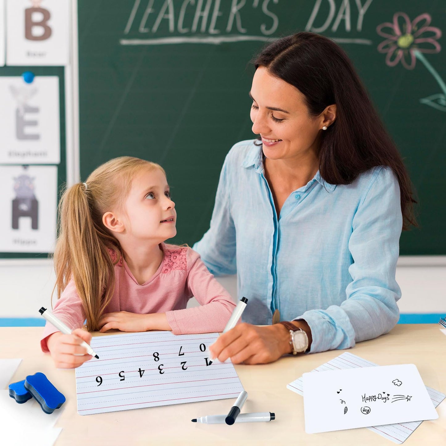 24 Pack Dry Erase Boards, 9"x12" Double Sided Whiteboards Small Whiteboards with Lines for Students, Kids, Teacher Classroom, Mini Portable White Boards with 24 Makers, 24 Erasers