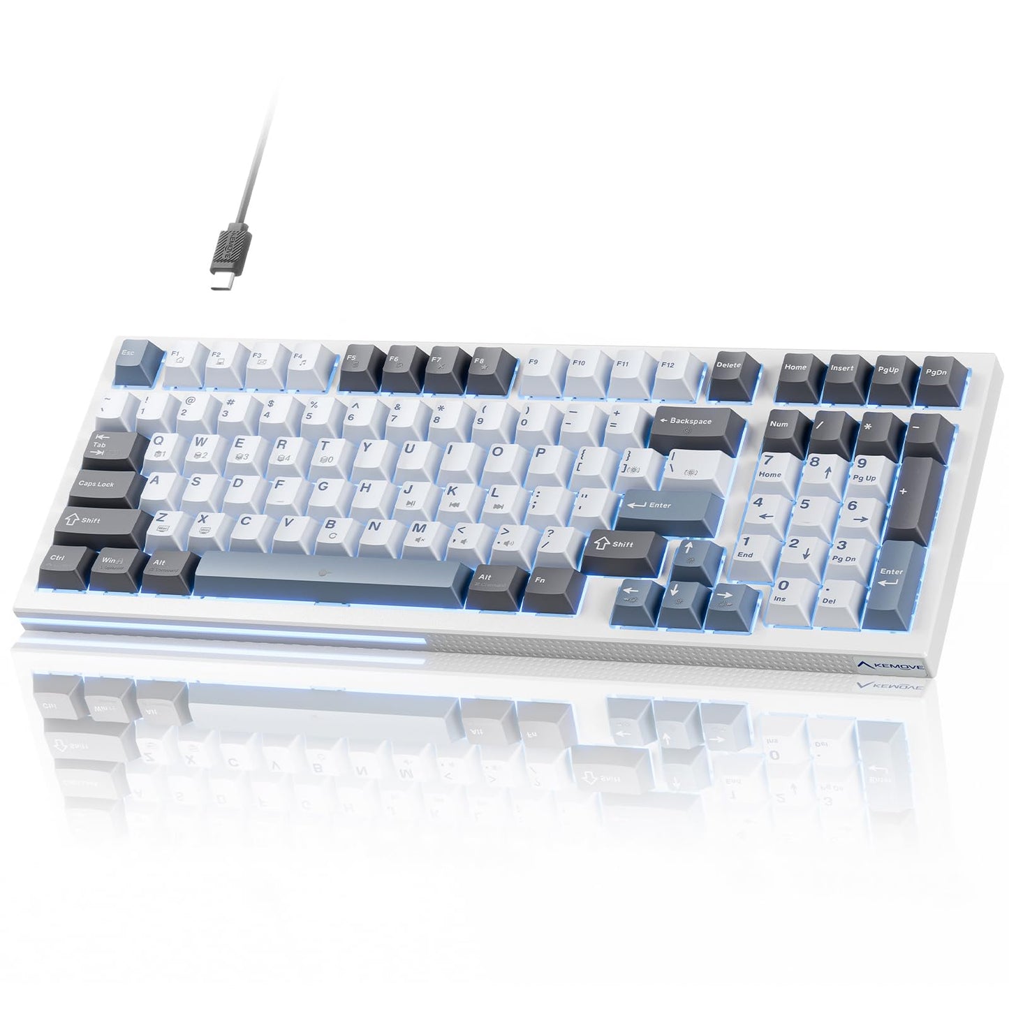 KEMOVE K98SE Mechanical Gaming Keyboard, 98 Keys LED Backlit Programmable Keyboard, 96% Wired Computer Keyboard with Double Sound Dampening Foam, Pre-lubed Red Switch