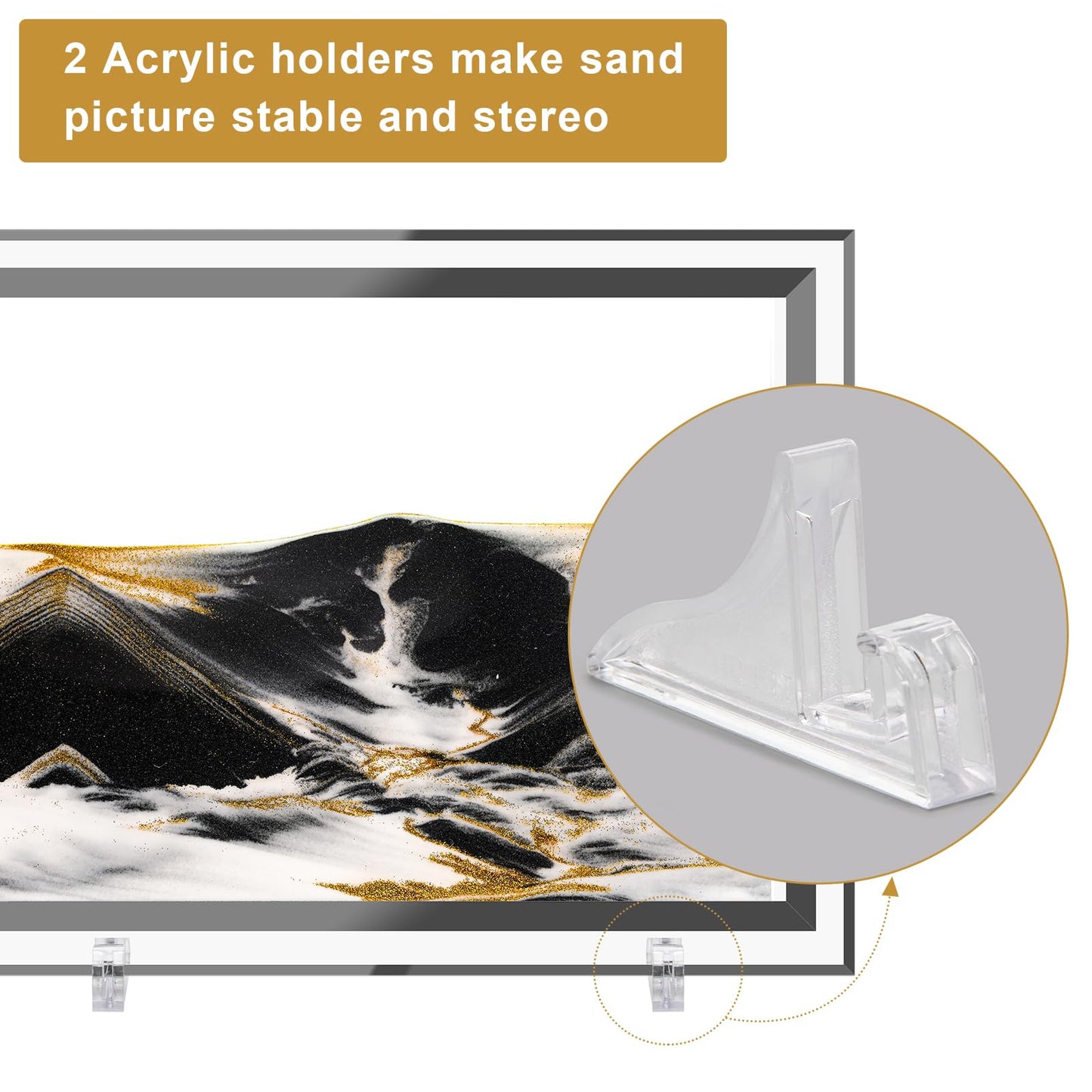 Coitak Moving Sand Art Picture, Dynamic Sand Picture, Golden Desktop Sand Art for Home Decor and Office