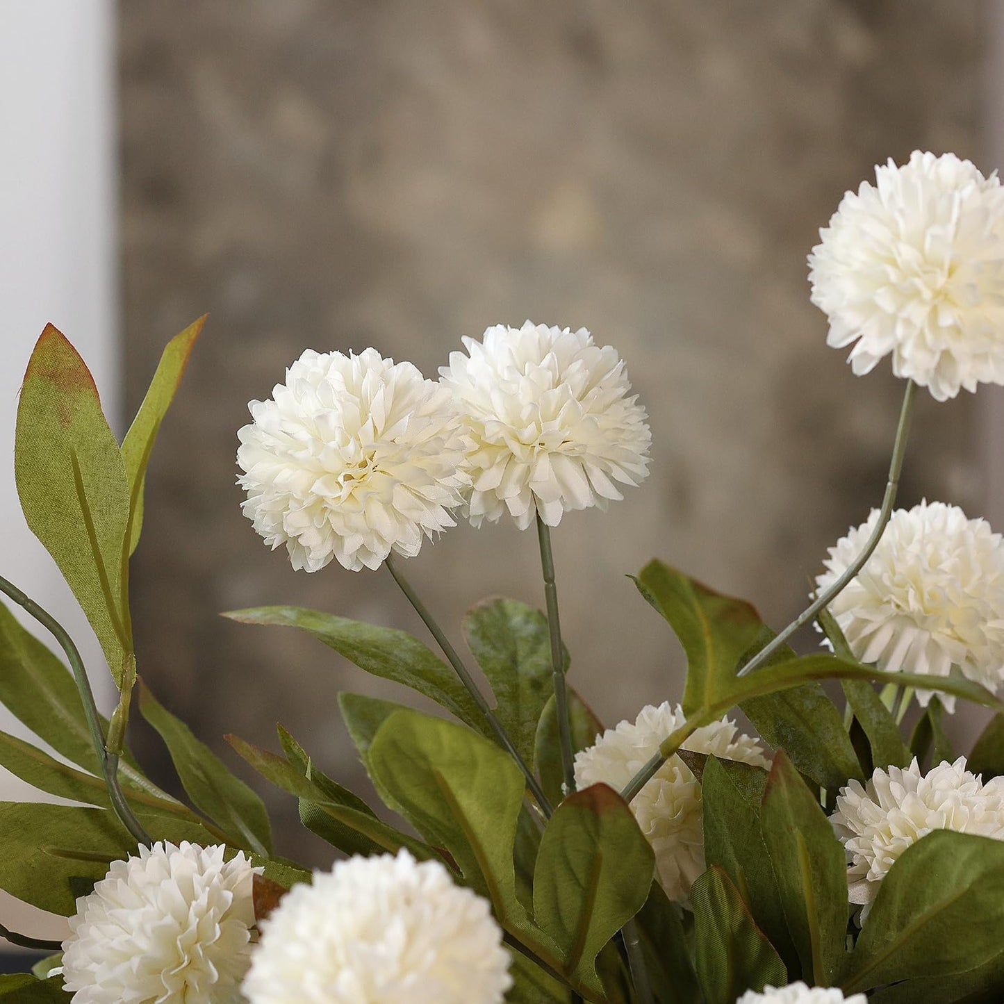 VIERENA 12 Pcs Faux Silk Pompon Mum Artificial Flowers for Vase -27", Bulk Fake Chrysanth Branches with Stems for DIY Bouquet Centerpieces Wedding Fillers Arrangements Shower Decorations (Cream)