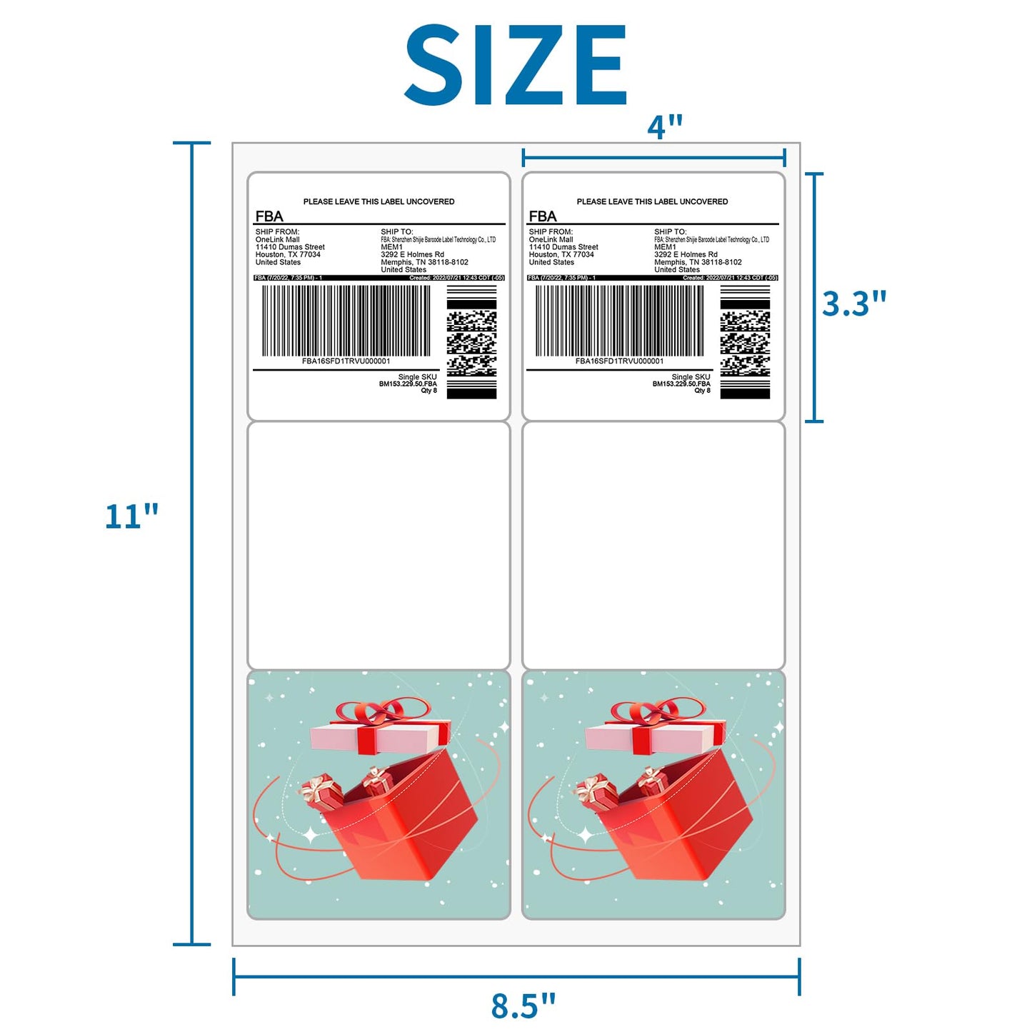 BESTIKER [500 Sheets 3000 Labels] Shipping Labels 3 1/3"x4" Printable White 6 up Labels for Laser/Inkjet Printers, Mailing FBA Address Label Sticker Paper - Permanent Adhesive Label Blank