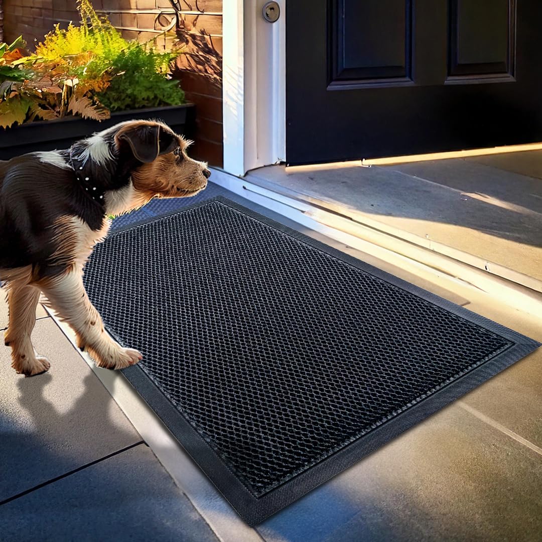Muddy Mat® Meshy Mat™ Door Mat Heavy-Duty Quick-Dry Floor Mat, Sand & Dirt Trapper for Indoor & Outdoor, Ideal for Entrance, Mudrooms,Patios & Garages,Low-Profile,Non-Slip,Washable– Black 17"x30"x0.4"