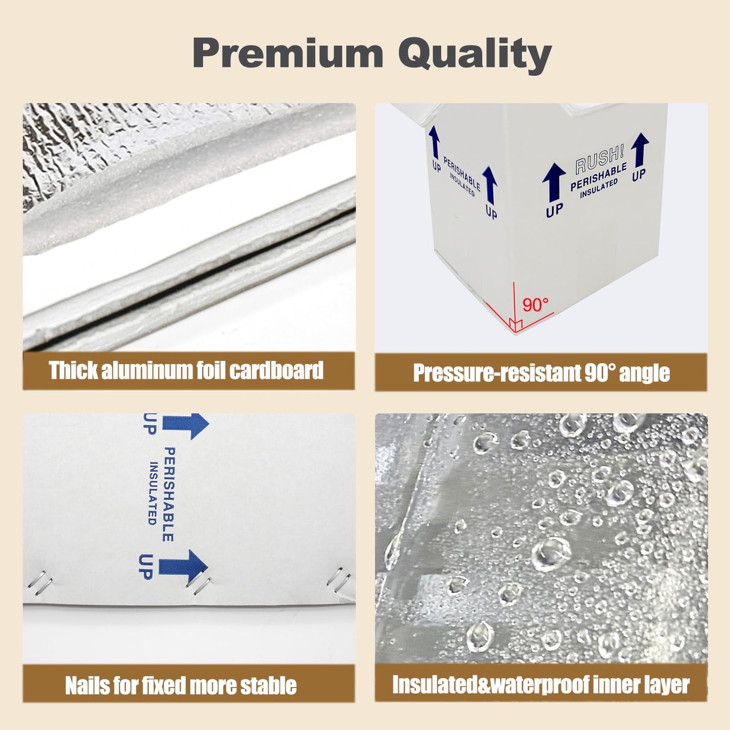 19x12x16" Insulated Shipping Box, Perishable Cooler for Frozen Food Styrofoam Boxes for Cold Shipping Perishables Packaging Insulated Carton with Aluminum Foil Liner Bag, 4 Pack