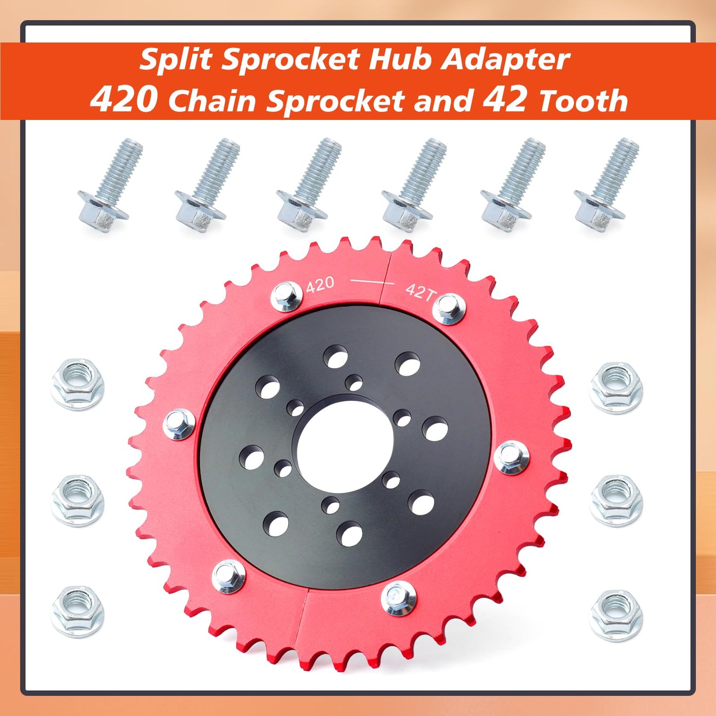 420 Chain Sprocket and 42 Tooth Mini Bike Split Sprocket Hub Adapter fit for Coleman CT200U BT200X CT200U-EX for Baja for Warrior for Massimo MB165 MB200 Replacement for Predator 212cc 196cc