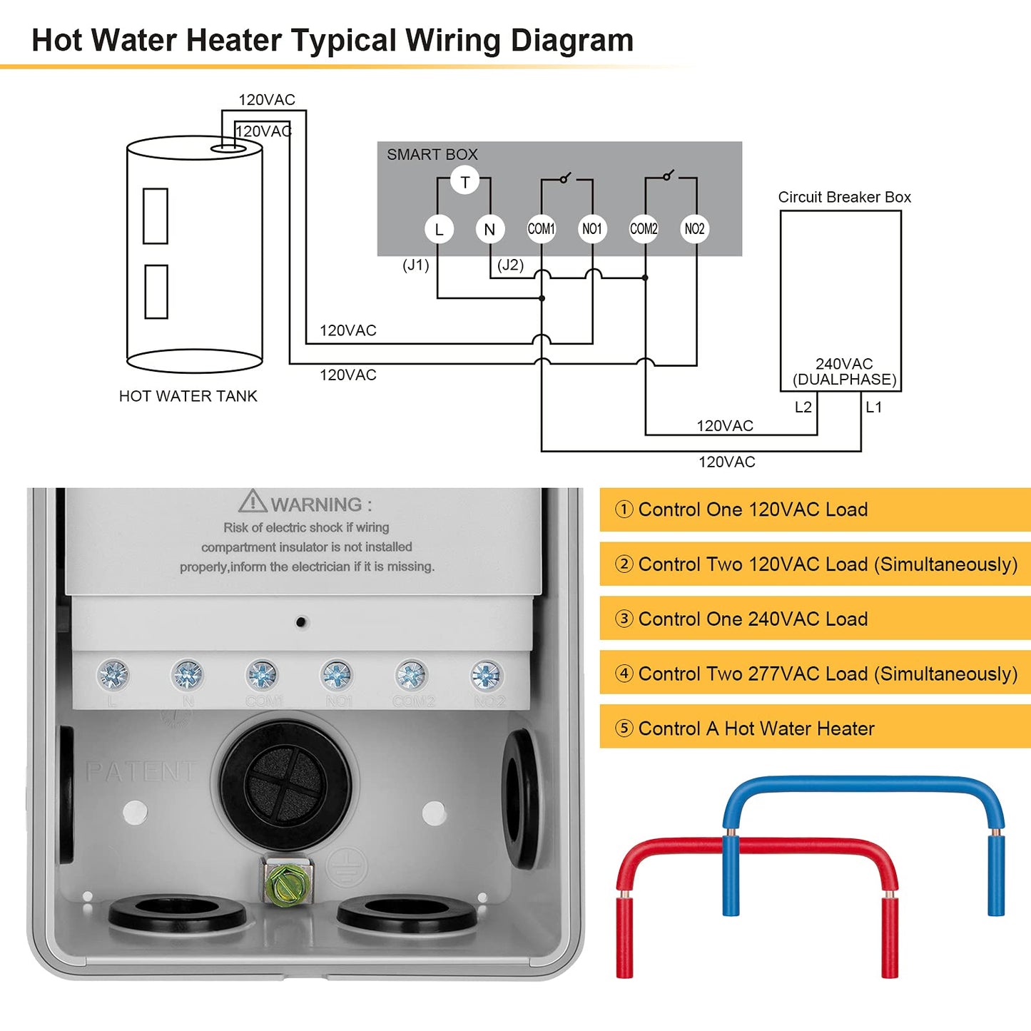 SURAIELEC WiFi Pool Timer, 40 AMP, 1HP 120V, 2HP 240V, Outdoor Indoor Smart Switch, Heavy Duty Pool Controller Light Timer Box for Pump, Water Heater, Spa, Powerful Electrical Appliances