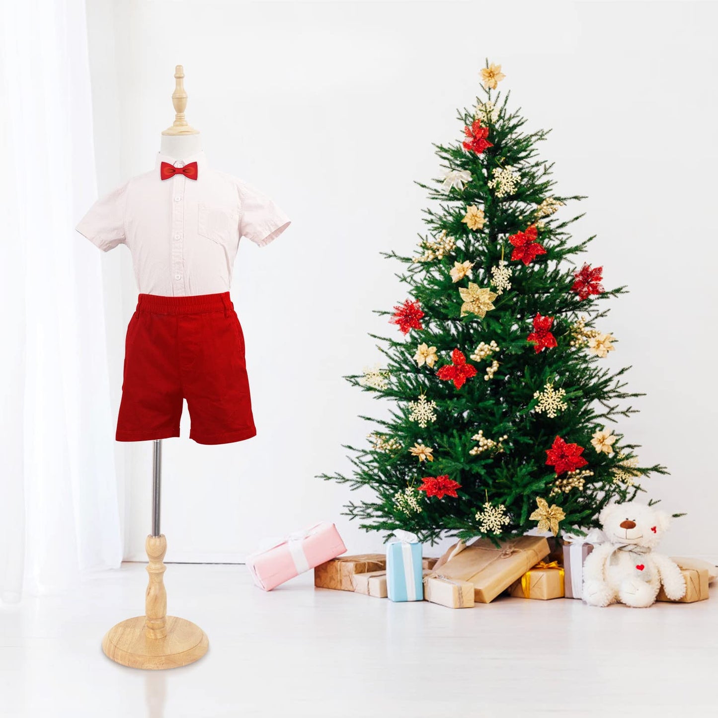 Child Mannequin,Kid Dress Form with Wooden Base,Adjustable Girl and Boy Body Bust Forms for Apparel Scarf Window Shop Display, 4-5 Years Old