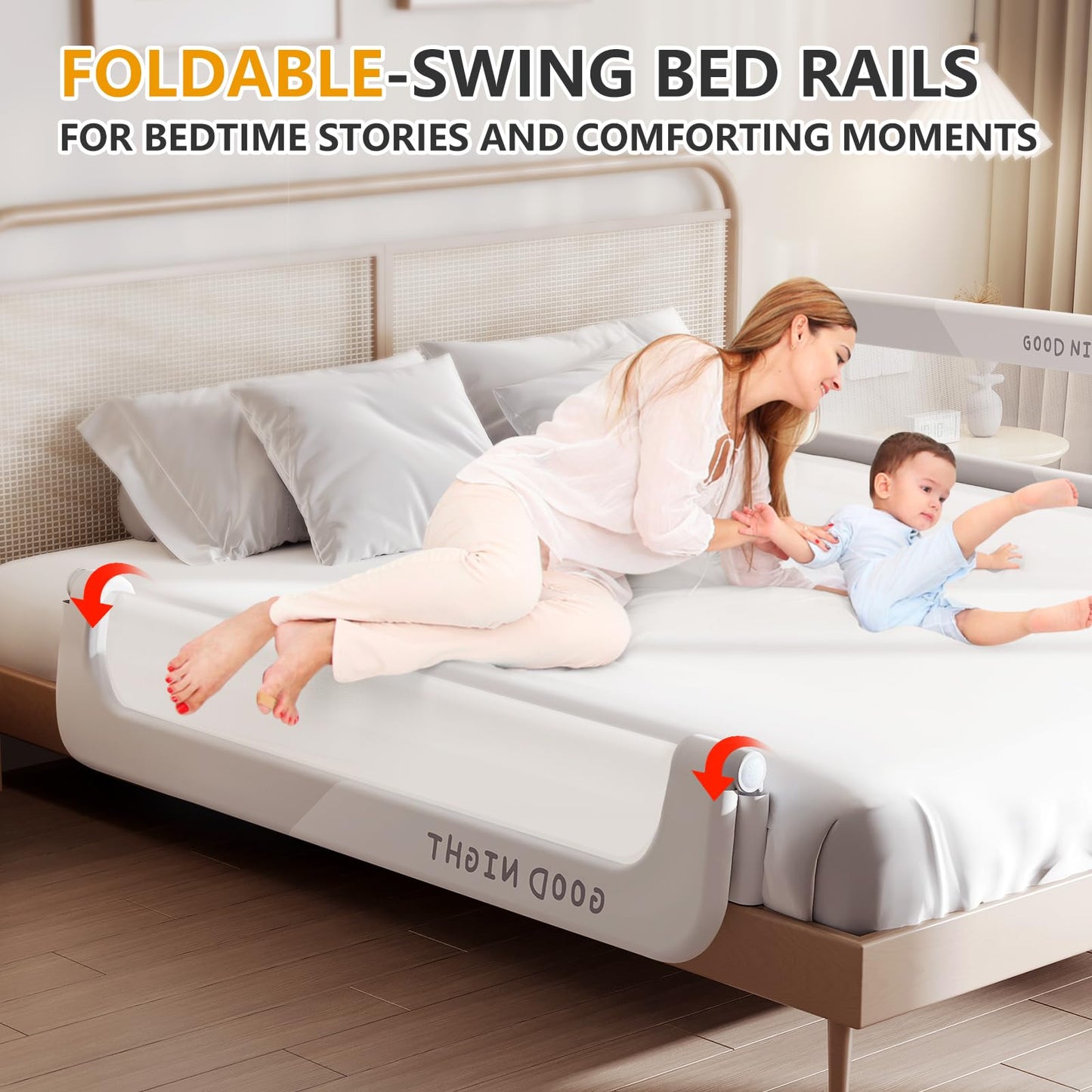 strenkitech Foldable Toddler Bed Rails - Kids Guard Bumper for Crib Safe Bed Side Rail for Twin Queen King Full Size Beds (59inch)