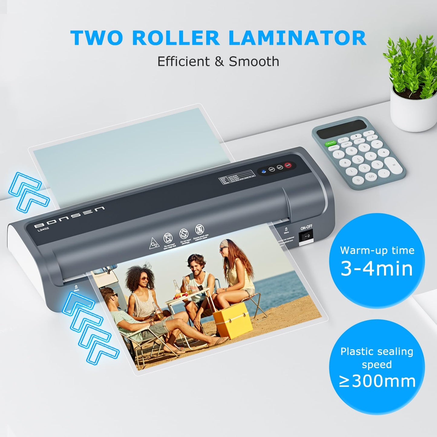Laminator Machine, Bonsen 13 Inch Wide Thermal Laminator with Never Jam Technology, A3 Laminating Machine with 100 Laminating Sheets for School, Office and Home, Black (L3402)