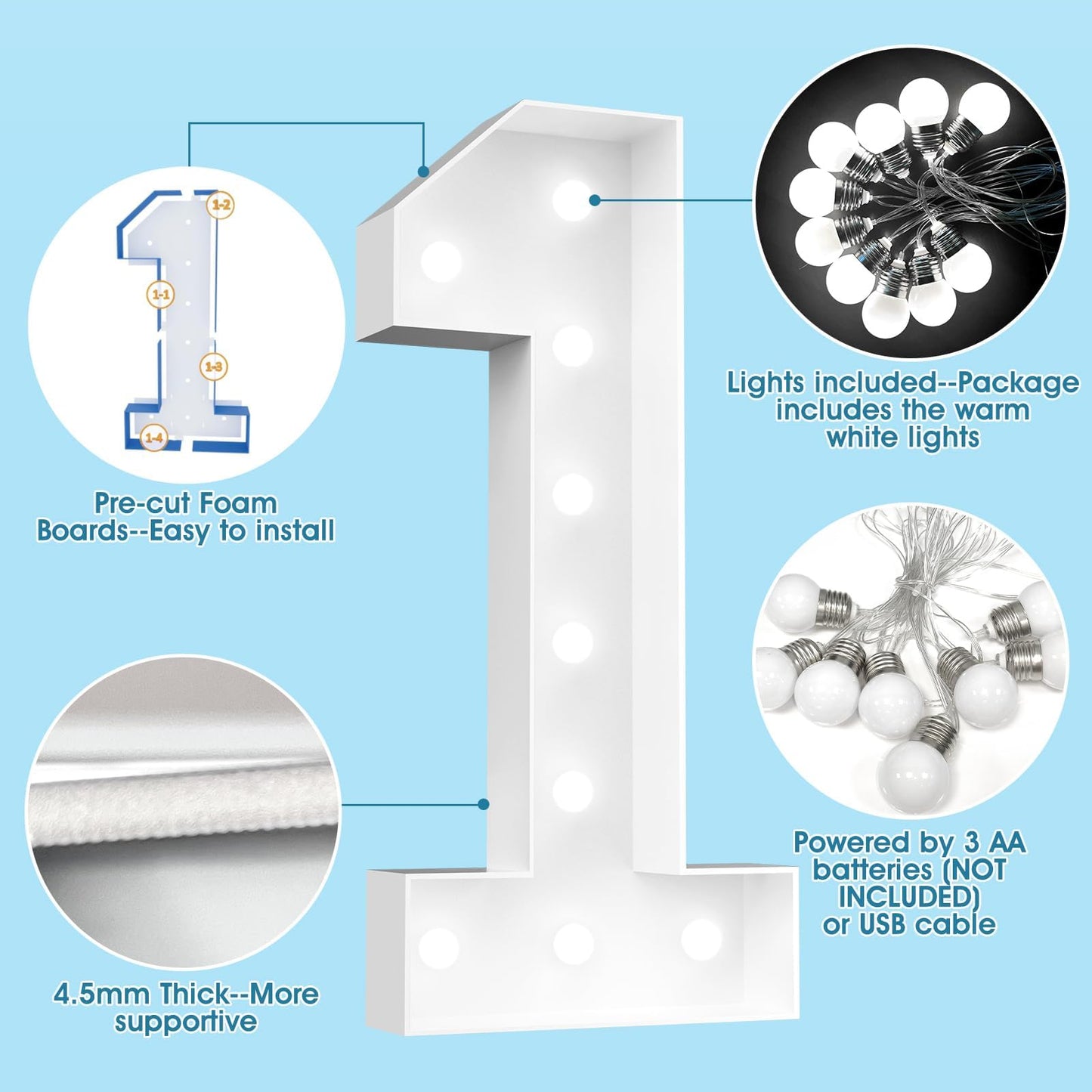 Ledido 4FT Marquee Light Up Numbers 16, Marquee Numbers 4 Feet Tall for Birthday, Anniversary,Graduation Party Decorations,Big 16th Birthday Number for Party Decor,Cool White Large Lighted Number 16