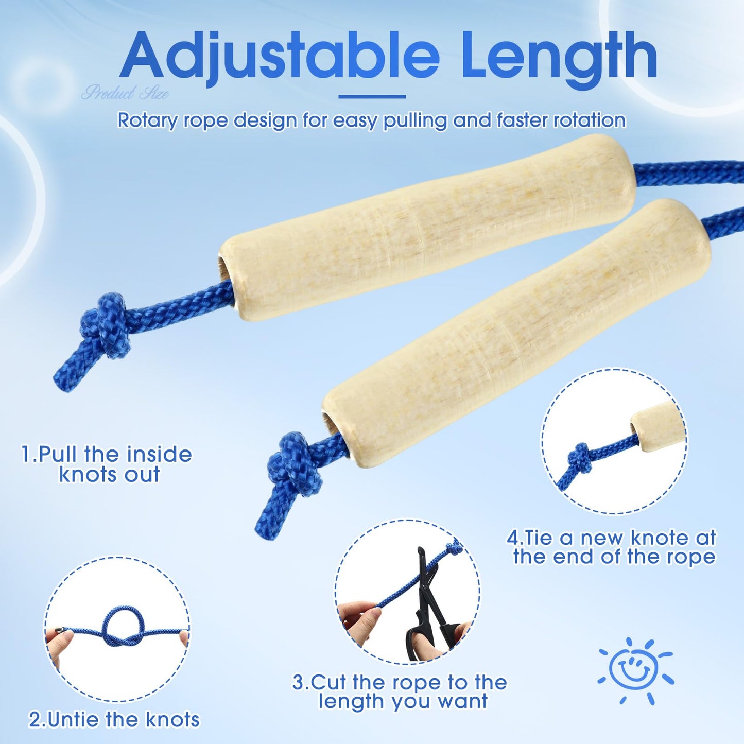 Sonwyoung 30 Pack 8.53 Ft Jump Ropes for Kids Adults Adjustable Cotton Skipping Rope with Wooden Handle for Multiplayer Double Dutch Jump Rope Exercise Outdoor Fun School Sport Game Gift