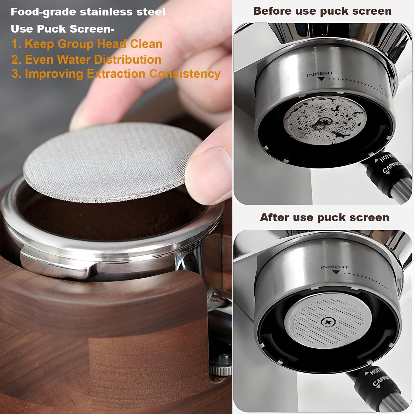 54mm Bottomless Portafilter with Puck Screen & WDT Tool – Compatible with Breville Barista Express/Pro/Touch, Bambino Plus, Infuser, Duo-Temp Pro, Filter Basket Included and Rosewood Handle
