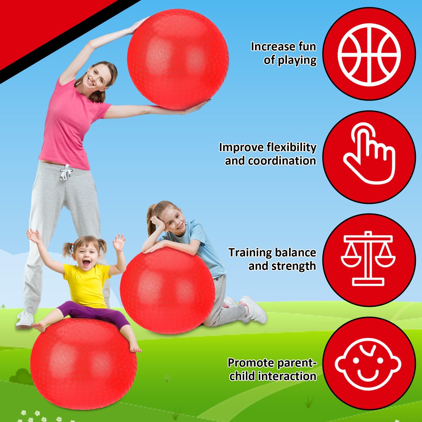 Yunsailing 5 Pack 18 Inch Big Bouncy Balls Giant Inflatable Playground Balls with Hand Air Pump for Outdoor Indoor Activity Beach Park Backyard Game Supplies