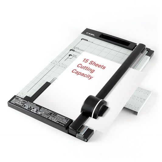 Carl, Professional Rotary Paper Trimmer 15-inch, 15 Sheet Cutting Capacity, Black and Silver