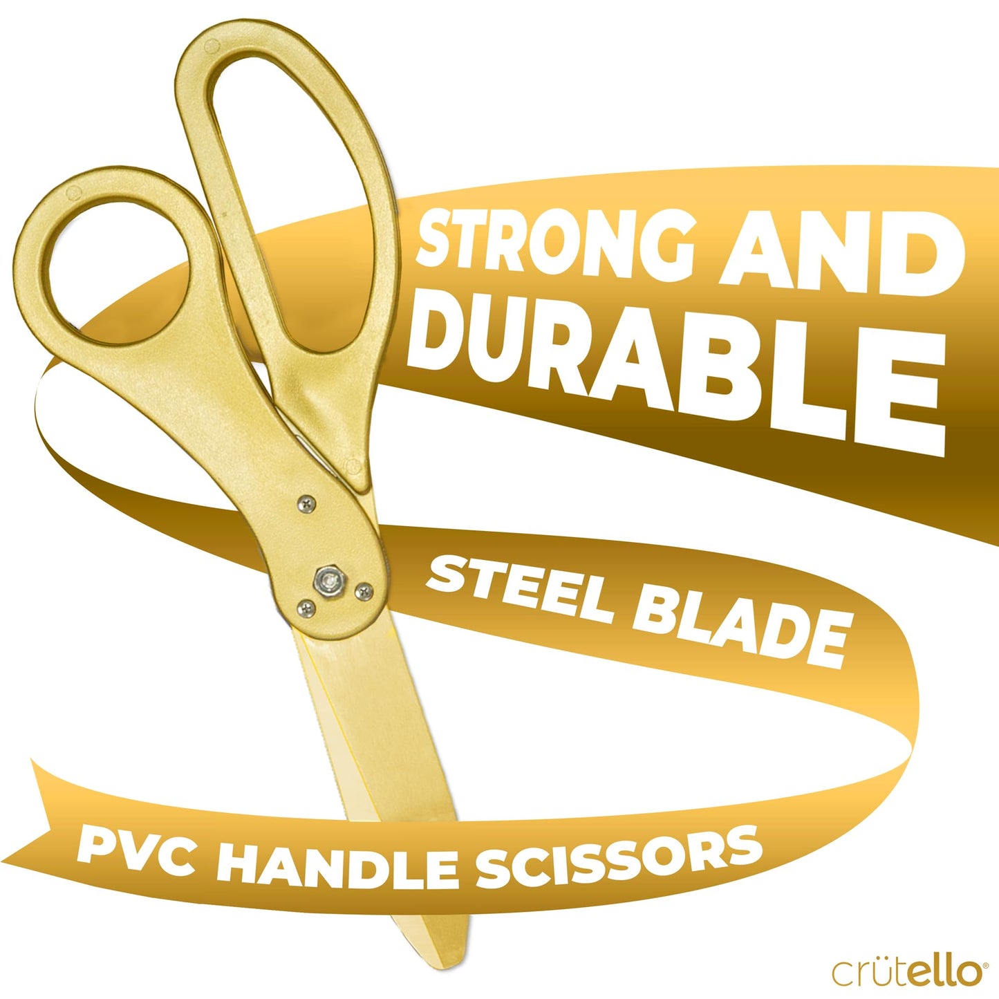 Crutello Ribbon Cutting Ceremony Kit - Grand Opening Ribbons and Scissors - 21"Giant Gold Scissors and 30 Foot Large Gold Ribbon 4"Wide - Ceremonial Kit