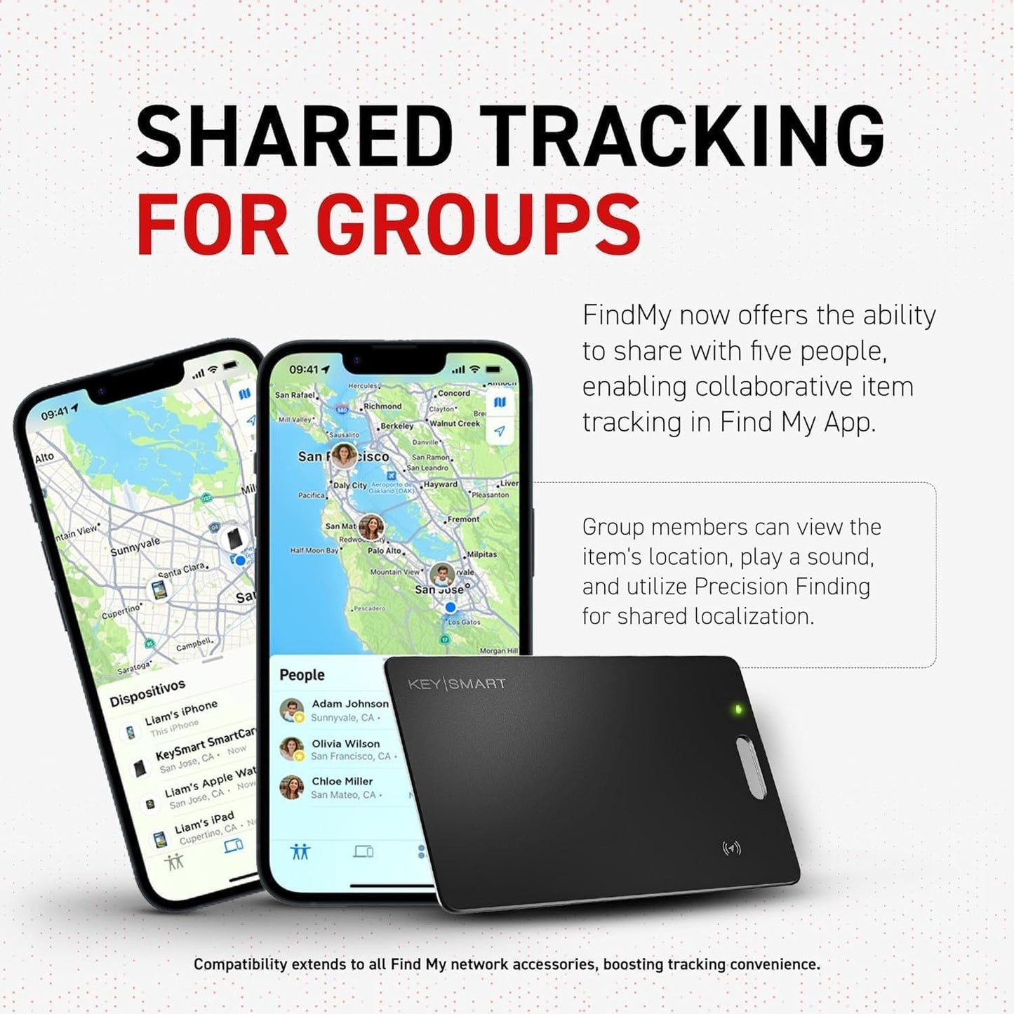 KeySmart SmartCard Wallet Tracker Card, Compatible with Apple Find My App, Rechargeable Thin GPS Item Finder for Luggage Tag, Purse, Passport, Slim Smart Bluetooth Tracking with Key Chain Hole