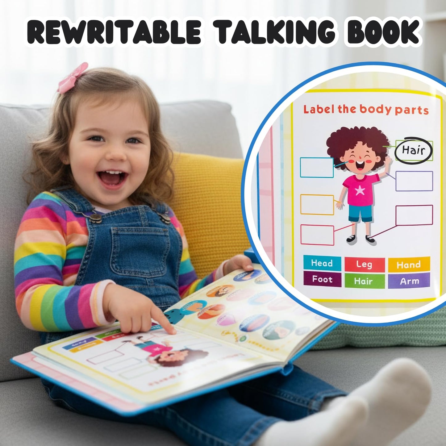 ZeenKind French English Talking Learning Book for Kids 2 3 4 5 6 Years Old, Learn French Interactive Audio Sound Books for Toddlers, Francais Educational Electronic Toys, Bilingual Musical Toy