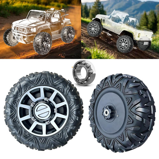 2Pack 33CM/13'' PU Solid Rubber Tire for Power Wheels Ride on Car ﻿Alligator Tires Wheels Upgrade,13in Wheels 1.2CM/0.47in Aperture Front/Rear Wheel for Car/SUV/UTV/ATV/Motorcycle Replacement Parts