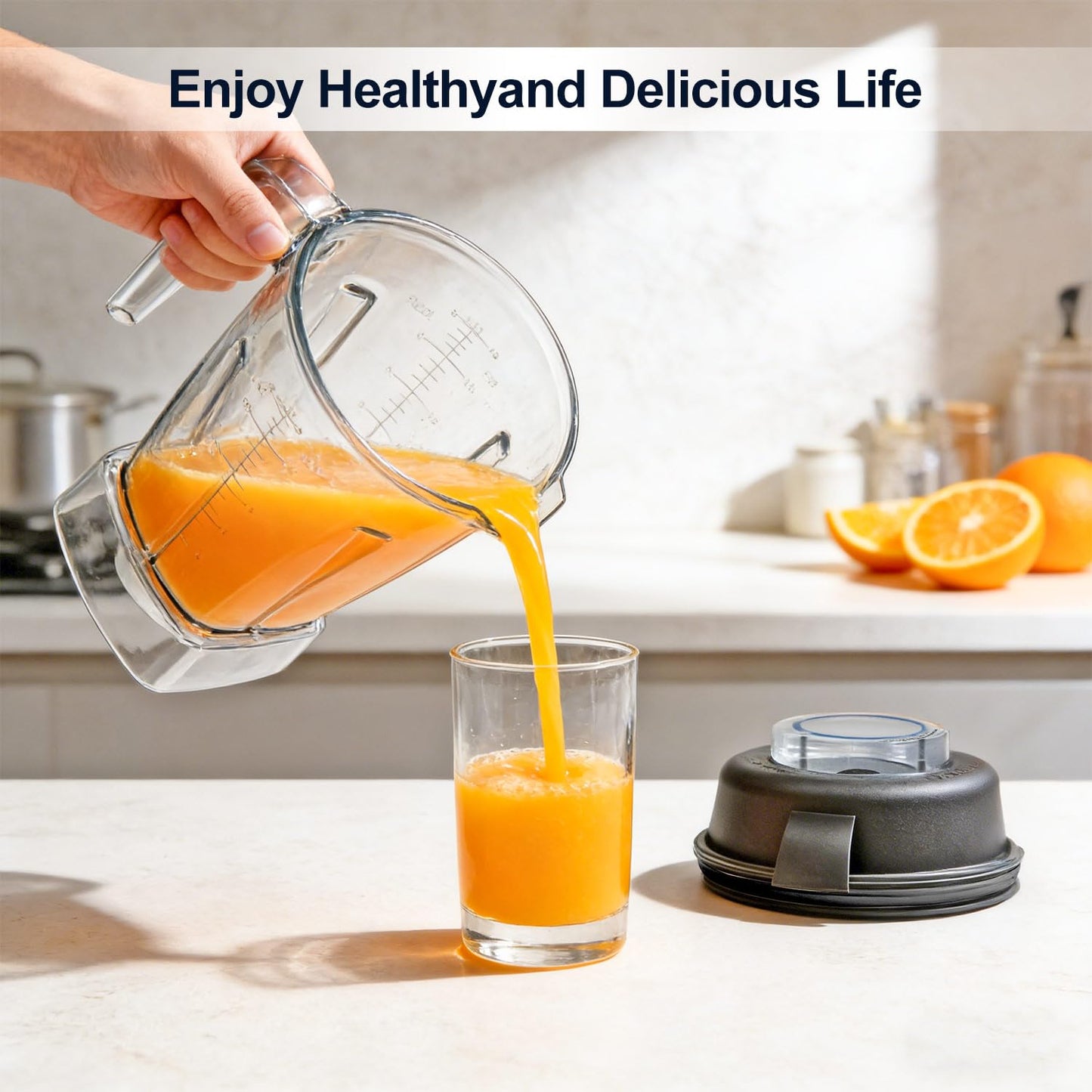 Blender Pitcher 48oz, Compatible with Vitamix 750 5300 5200 5000 7500 6300 Vm0102 Vm0103 Vm0197 E310, Venturist Laser-Cut Stainless Steel Blades BPA-Free Clear Jar