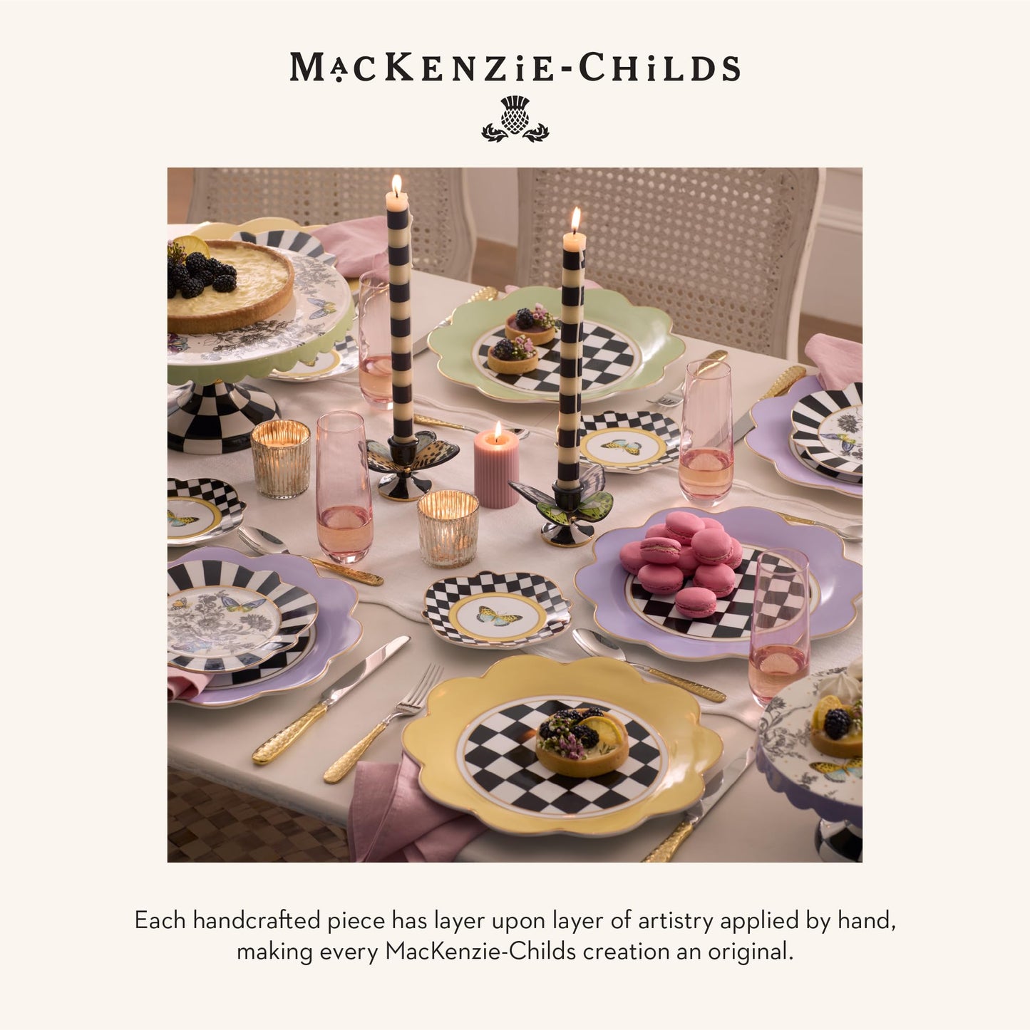 MACKENZIE-CHILDS Butterfly Toile Ceramic Dinner Plate, 11 Inches, Lavender