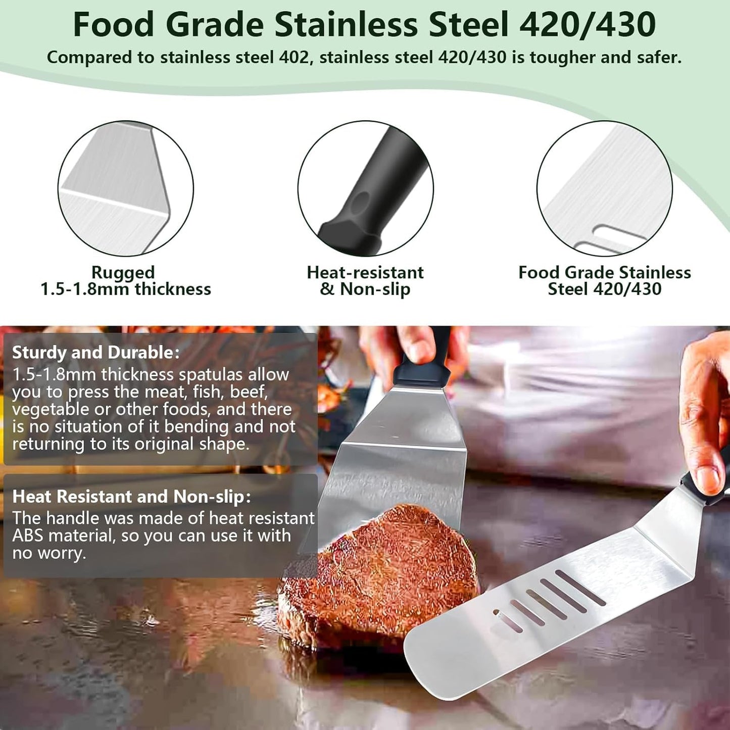 Griddle Accessories Kit for Blackstone and Camp Chef, 45 PCS Upgraded Flat Top Grill Accessories, Household Griddle Spatula Set with Enlarged Spatulas, Basting Cover, Scraper, for Outdoor