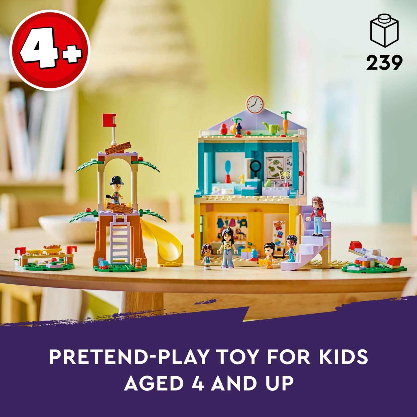 LEGO Friends Heartlake City Preschool Classroom Toy for Kids, Creative Pretend Play for Girls and Boys Ages 4 Years Old and Up, Comes with 2 Mini Dolls and 4 Micro Dolls, 42636