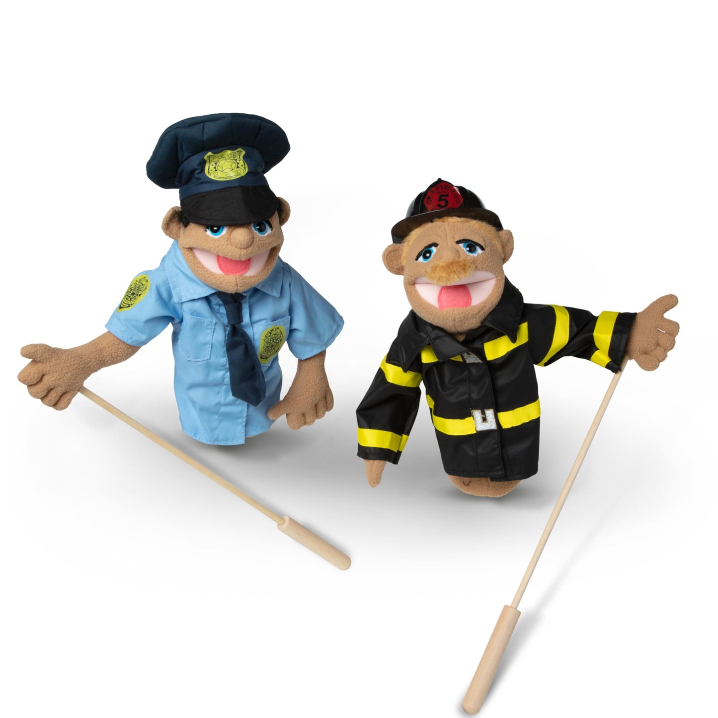 Melissa & Doug Rescue Puppet Set - Police Officer and FirefighterSoft, Plush Puppets for Kids Ages 3+
