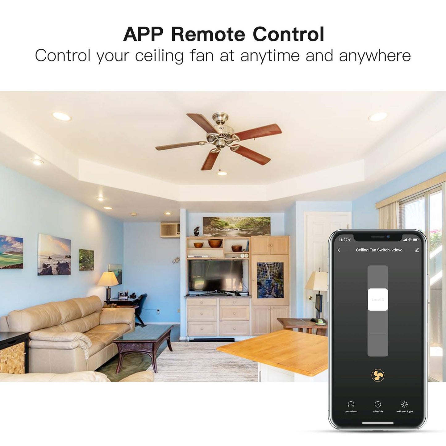 TREATLIFE Smart Ceiling Fan Control 2Pack, 4 Speed Fan Switch for Ceiling Fan, Neutral Wire Required, Compatible with Alexa and Google Assistant, Wall Control, Schedule, No Hub Required
