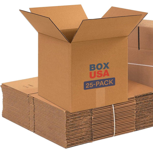 Box USA Shipping Boxes 12"L x 12"W x 12"H, 25-Pack Small Corrugated Cardboard Box for Shipping, Packaging, Moving, Storage Box for Home or Business, Strong Wholesale Bulk Boxes