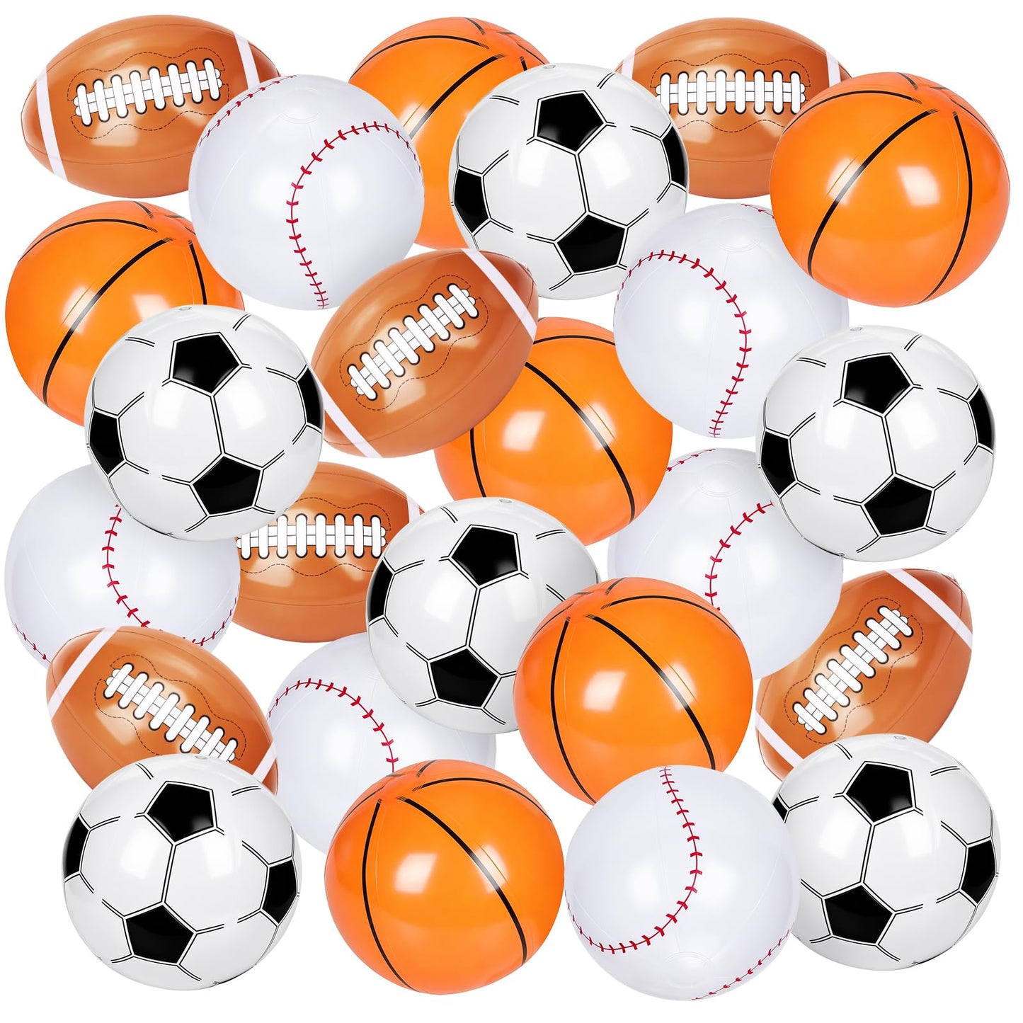 SAYAYA 28 Pieces Inflatable Sports Beach Balls, 8 in Inflatable Ball Basketball, Baseball, Football, Soccer Blow Up Beach Balls for Summer Pool Game Sports Theme Birthday Party Favors