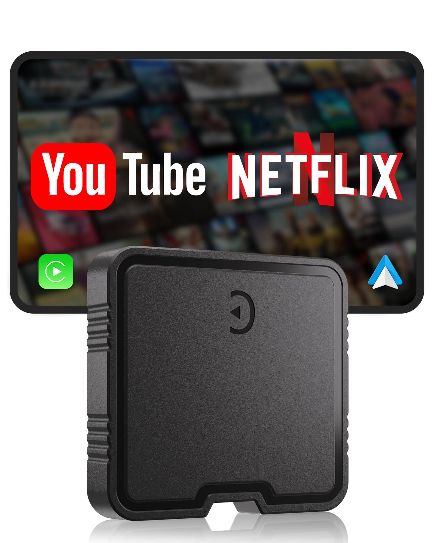 GZPYC Wireless CarPlay Adapter AI Box for iPhone & Android Auto – YouTube & Netflix Support, TF Card Offline Playback, Plug and Play, Wired to Wireless Conversion, Stable 5.8GHz WiFi & Bluetooth 5.3