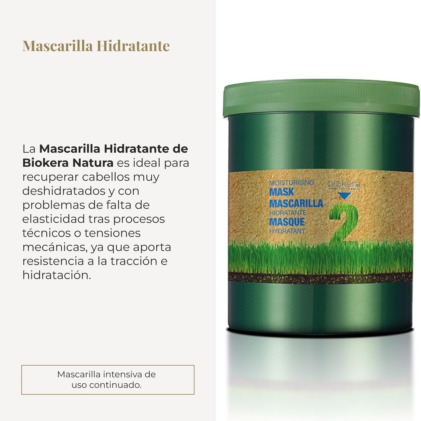 Salerm - Moisturizing Mask Biokera Natura - 1000 ml - Ideal for Dry or Dehydrated Hair - with Wheat Germ Oil - Deep Hydration - Smoother and Shinier Hair