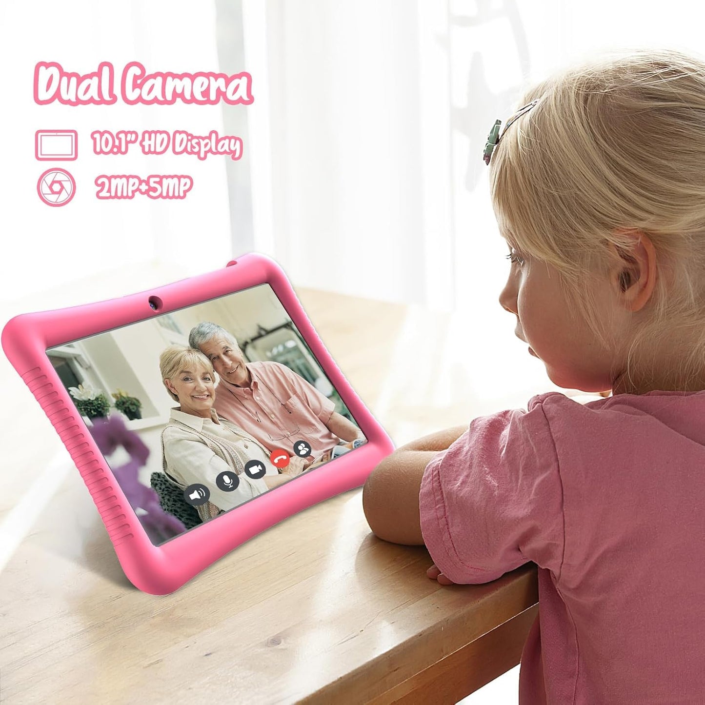 Fivahiva Kids Tablet,10.1 inch Android 13 Tablet for Kids, 32GB (Expandable to 128GB), Quad-core, Google Kids Space, Parental Control, YouTube Kids, GMS, Pre-Installed Apps, with Shockproof Case