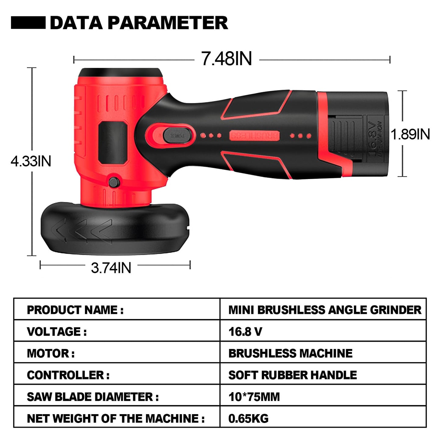 ZFULVO Brushless Cordless Angle Grinder Kit, 19500rpm Mini Electric Angle Grinding Tool with 2x16.8V 2000mAh Battery and 6-Cutting Discs, Grinder Handheld Cutter for Metal Wood