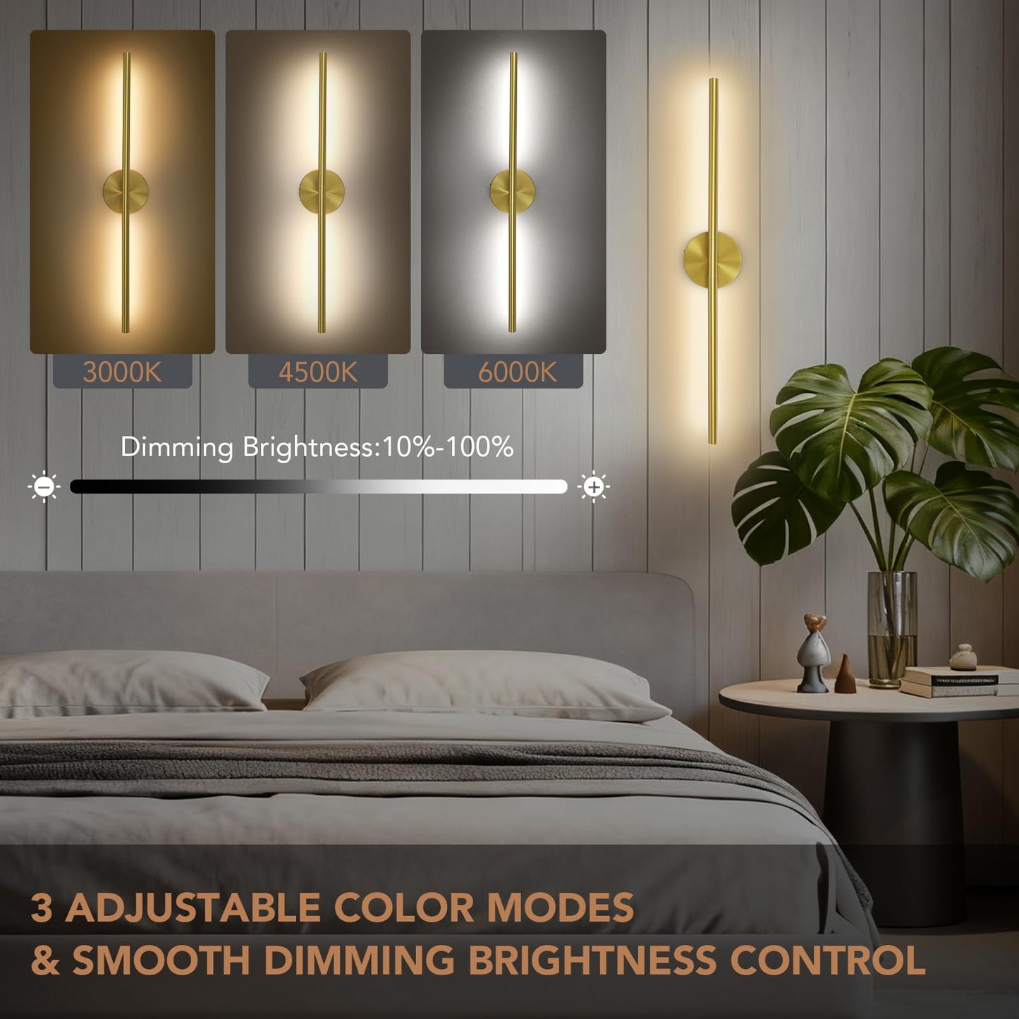 TONYFUL Battery Operated Wall Sconce Set of 2, Rechargeable Wall Lamp with 6000mAh Dimmable Bulbs and Remote, 3000K-6500K LED Wireless Wall Lights for Bedroom, Living Room, Hallway Decor, Background