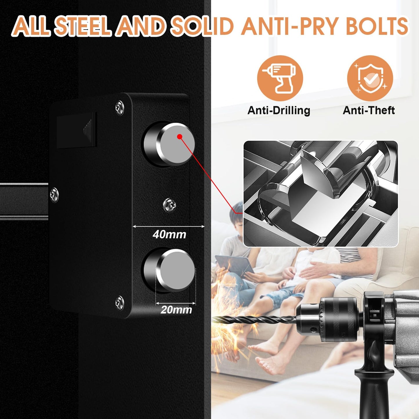 2.8 Cuft Fireproof Safe for Home Use, Digital Home Safes Fireproof Waterproof with Programmable Keypad, Backup Keys and Alarm System, Anti-Theft Home Security Safe Box for Document Money Medicines