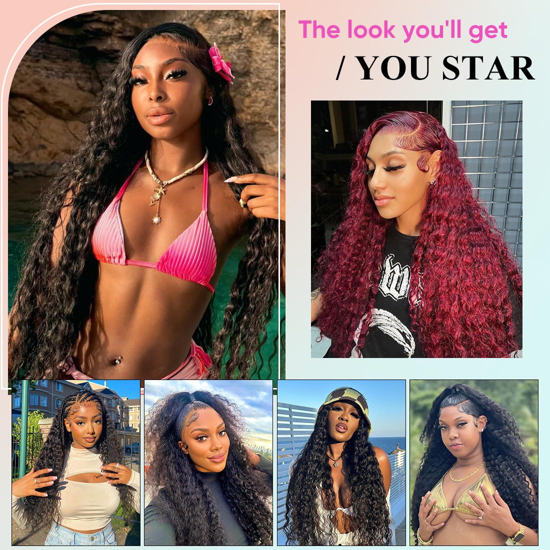 30 Inch Deep Wave Lace Front Wigs Human Hair 13x4 HD Human Hair Lace Front Wigs for Women Glueless Frontal Wigs Human Hair Pre Plucked with Baby Hair 180 Density Deep Human Hair Wig