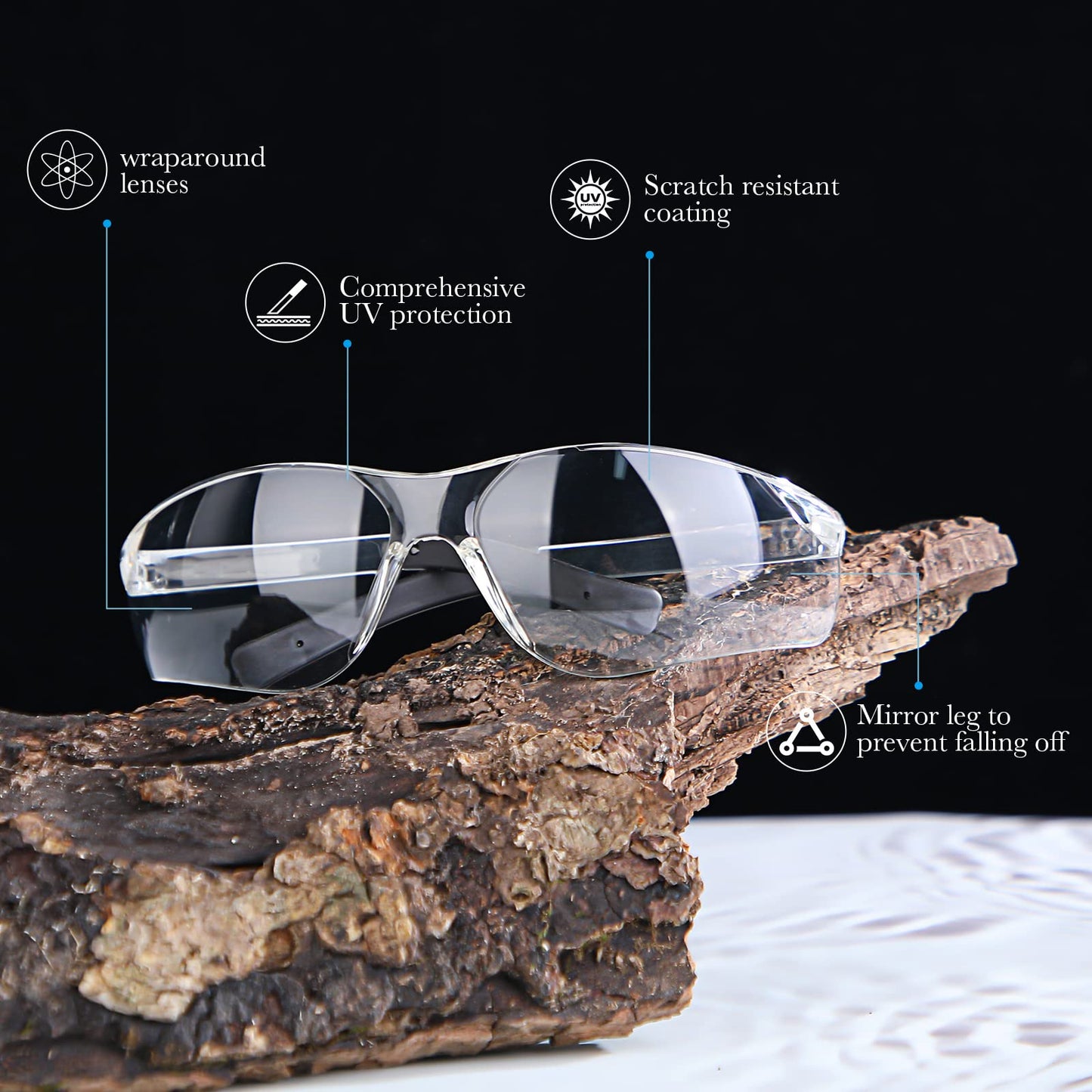 Queekay 50 Pcs Safety Glasses Impact UV Scratch Glasses Bulk Eye Protection for Men Working Lab Construction Science(Clear)