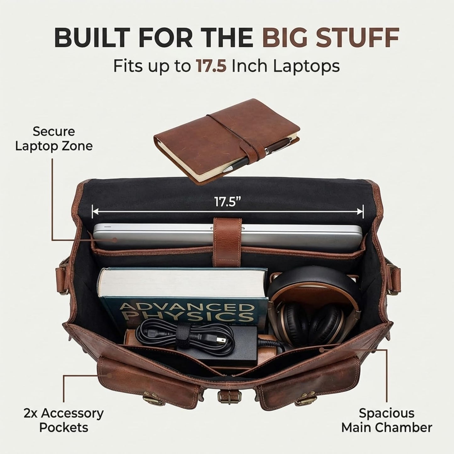 cuero DHK 14 Inch Vintage Handmade Leather Messenger Bag for Laptop Briefcase Best Computer Satchel Distressed Bag