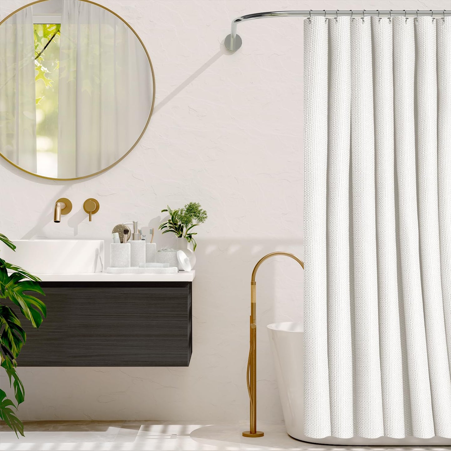 Clara Clark White Bathroom Set - Bathroom Sets with Shower Curtain and Rugs, 21PC Bathroom Accessory Set, Shower Curtain Set with Soap Dispenser & Toothbrush Holder