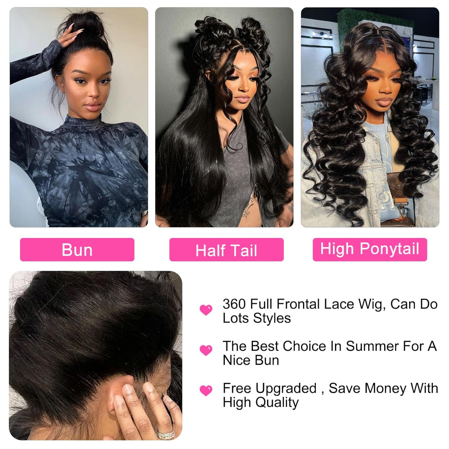360 Lace Front Wigs Human Hair 360 Body Wave Full Lace Front Wigs Human Hair Pre Plucked With Baby Hair 200% Density HD Transparent Lace Front Human Hair Wigs For Women Natural Color (24 Inch)