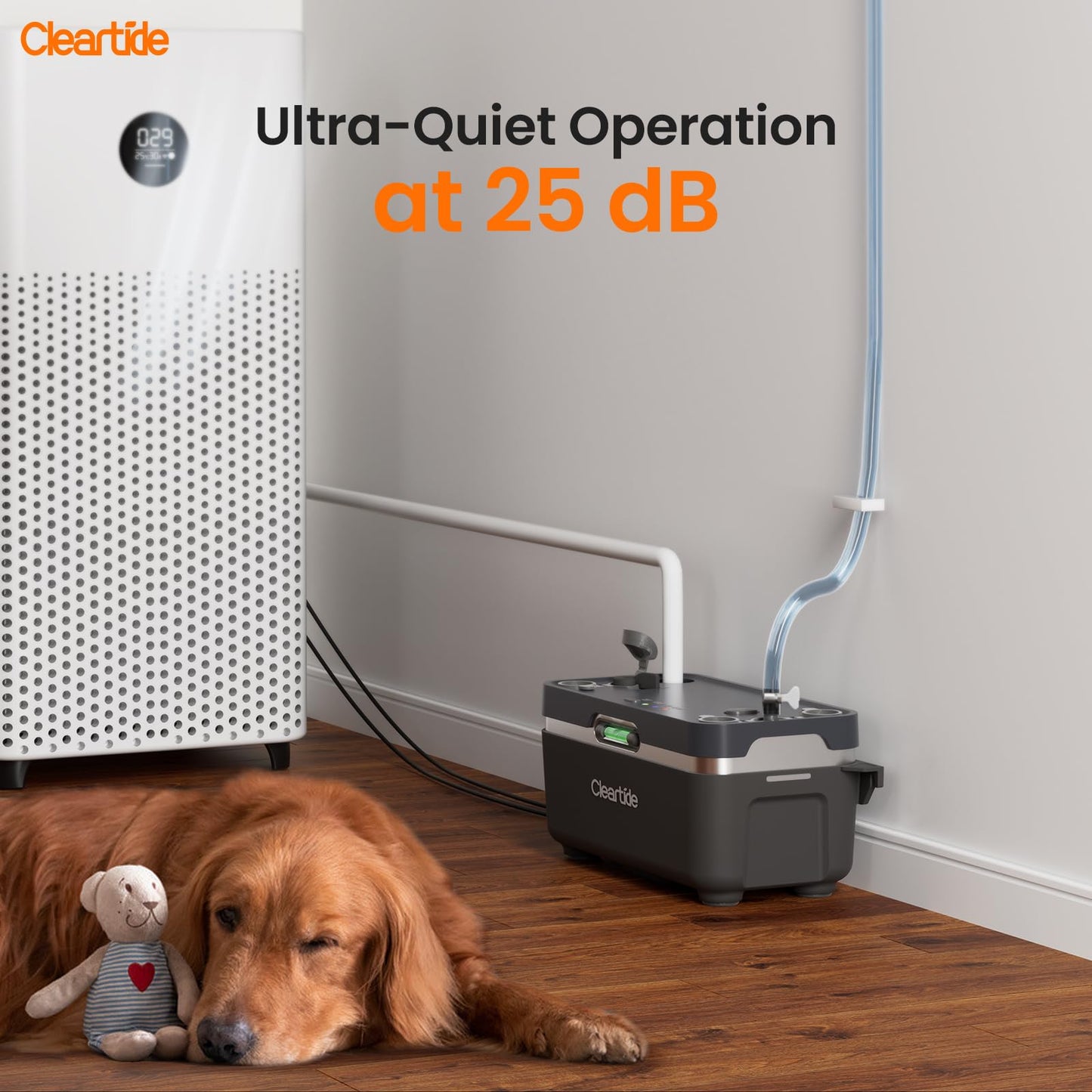 Cleartide Condensate HVAC Pump, Ultra-Quiet 25dB, 1/50 HP 115 GPH, Automatic Condensate Removal Pump with Safety Switch for Air Conditioner/Furnace/Dehumidifier, 100-240V, 23.6ft Head Height