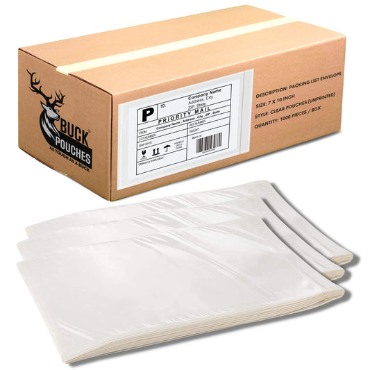 1000 Pack 7"x10" Shipping Label Sleeves - Packing Slip Envelope Pouches with Self-Adhesive Peel & Seal - Clear Unprinted Plastic & Waterproof Mailing List Holder Ideal for Labels, Invoice & Documents