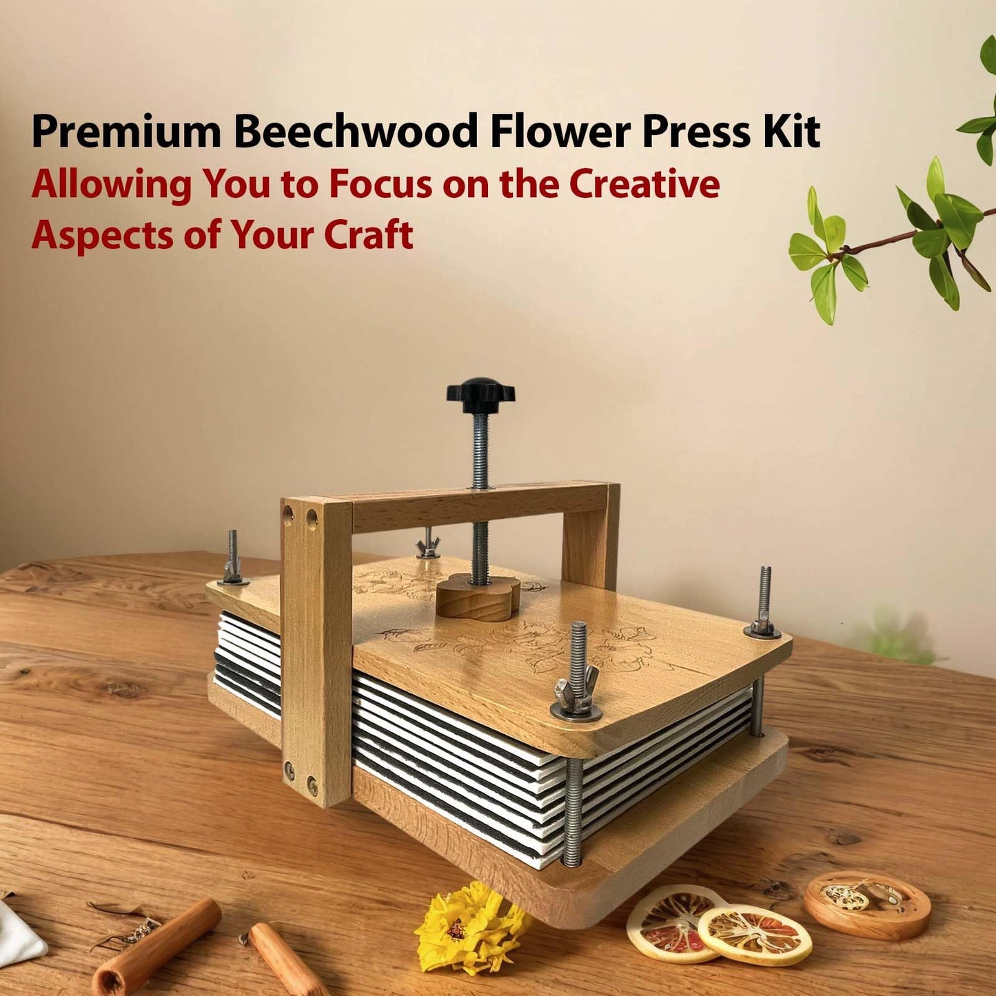 Gkesgm Large Flower Press Kit - 6 Layers 11" x7" Even Pressure for DIY Arts, Pressing for Adults, Dried Plant Preservation for Craft Lover,ZFO-002