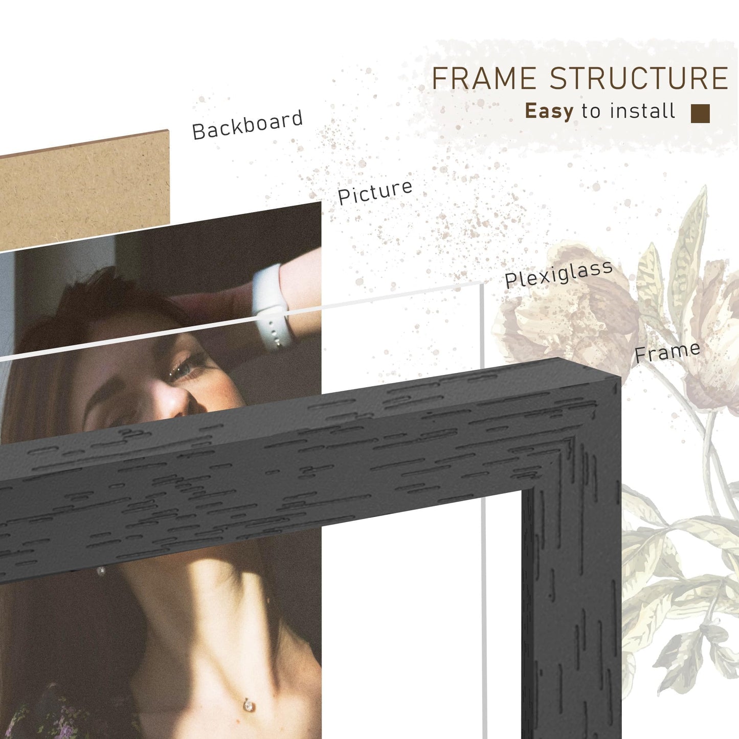 PEALSN Solid Wood 24x36 Poster Frame, Black Poster Frames 24 x 36 inches for Wall Mounting Display, 1 Pack