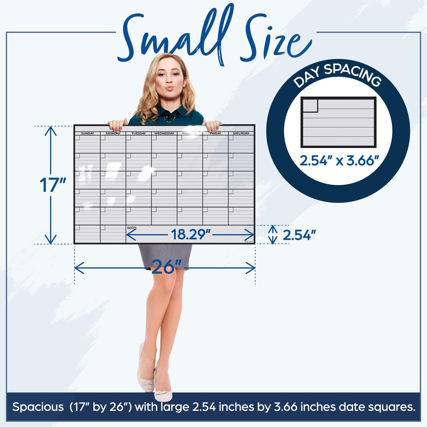 2 PK Small Dry Erase Calendar for Wall | Small Wall Calendar Dry Erase Monthly | 1M 17x26, 24x36, 36x48, 3M 40x17, & 12M 45x55 | Dry Erase Calendar Board for Wall | Whiteboard Calendar